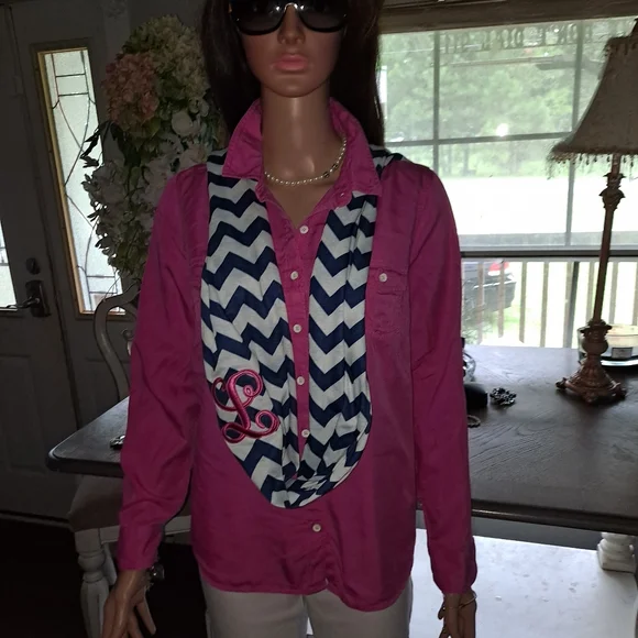 Monogram "L" scarf preppy Monogram scarf - Picture 7 of 13